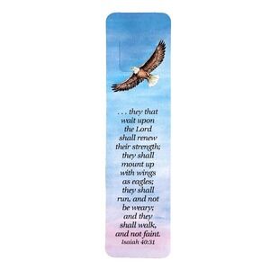 Vintage 80s Bald Eagle Tab Bookmark, soaring Isaiah Scripture, 1983 Antioch S067